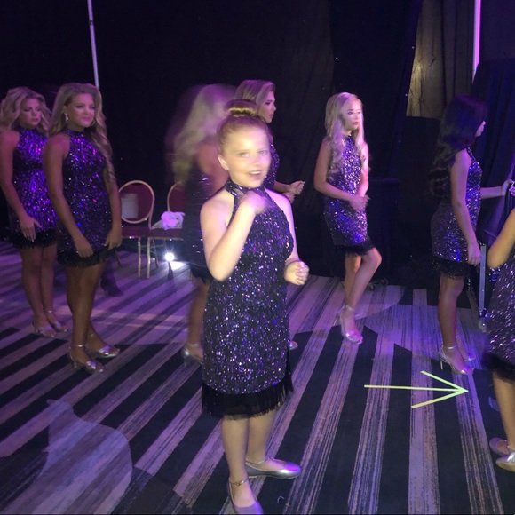 Ashley Lauren purple Sequin and Black Fringe Cocktail - Picture 2 of 9